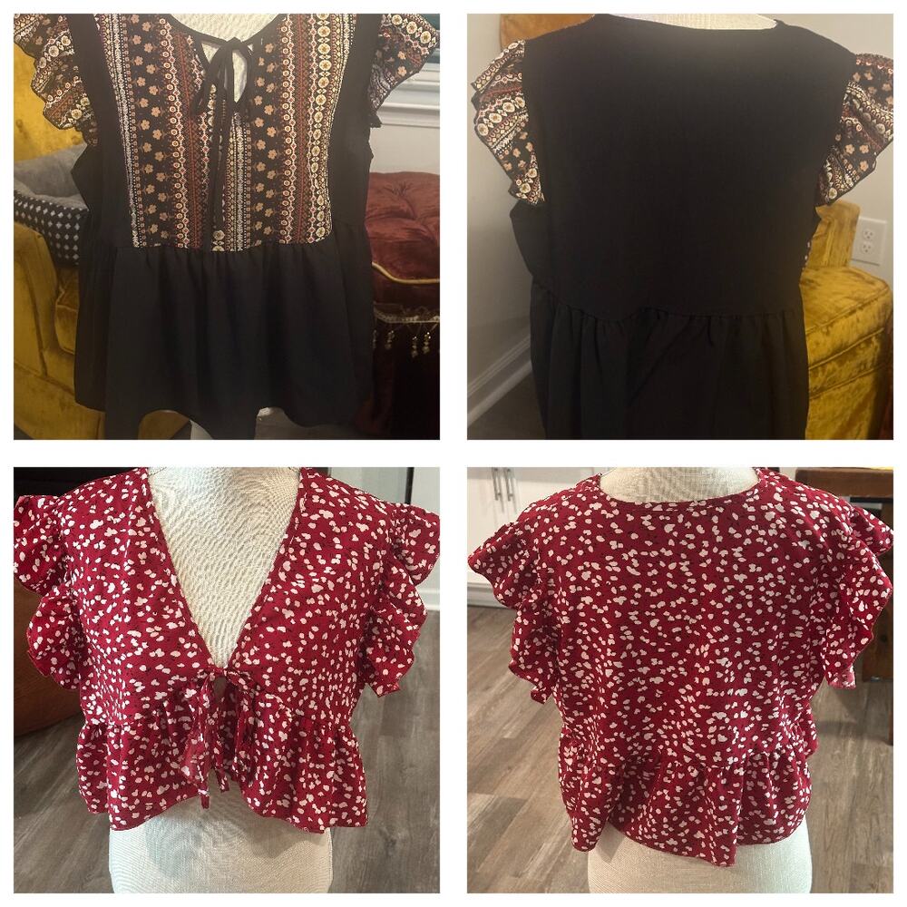 Women's Boho Flutter Sleeve Top Bundle Size XL